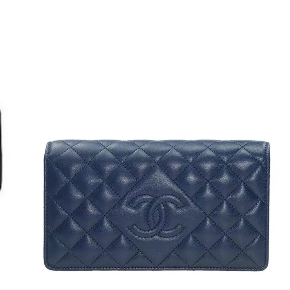 CHANEL Dark Blue Quilted Clutch